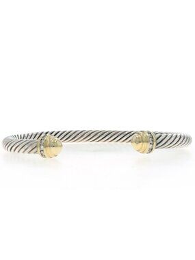David Yurman Cable Classics Diamond Bracelet 6 3/4" Sterling 925 Yellow Gold 18k